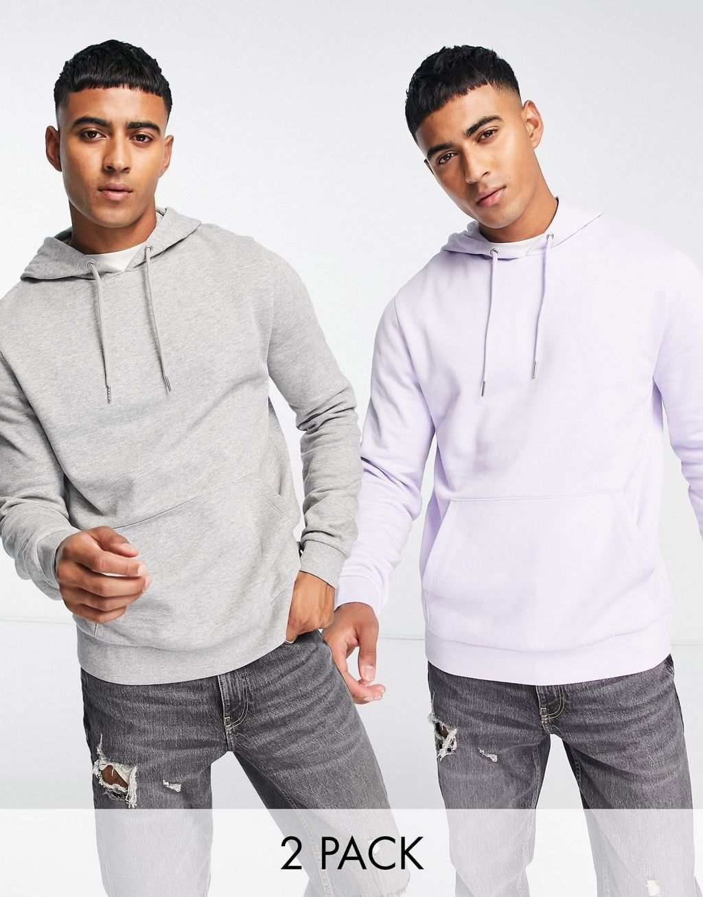 

2 пары сиреневых/серых худи ASOS DESIGN