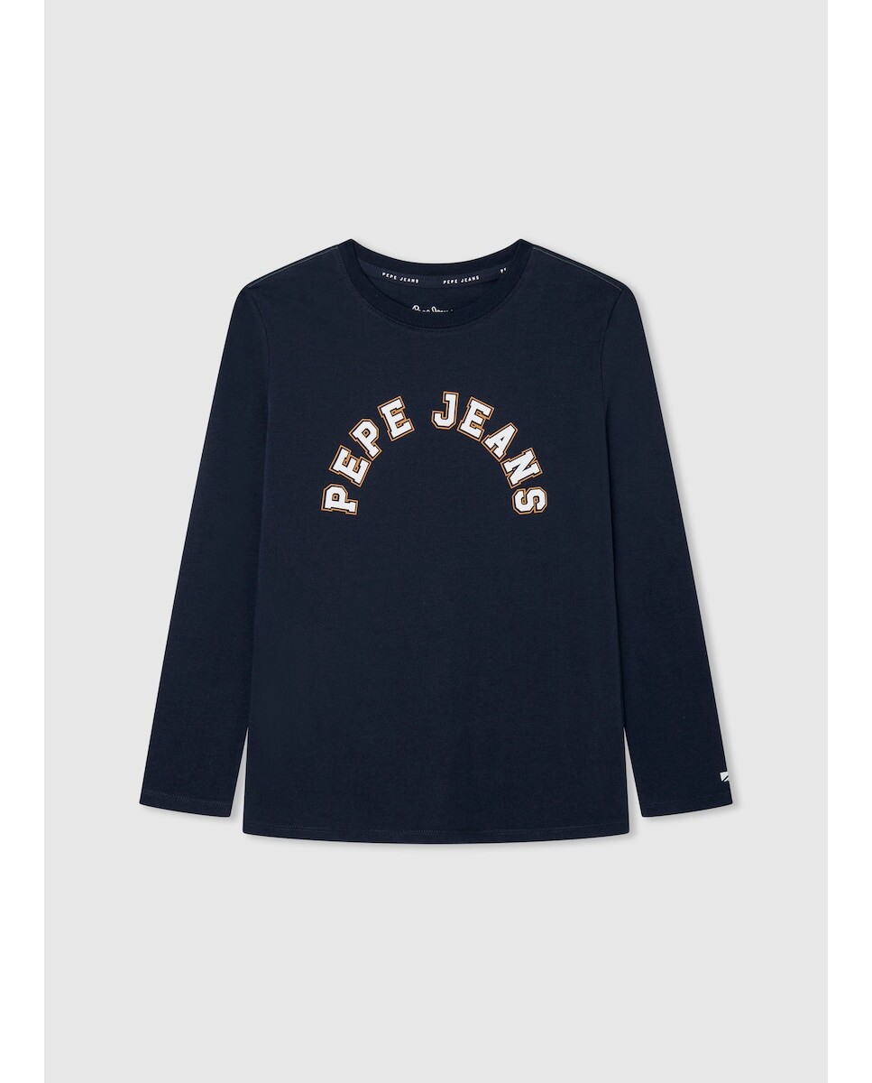 

Футболка для мальчика с длинными рукавами и принтом логотипа Pepe Jeans, темно-синий