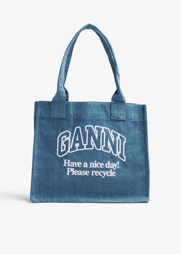 Сумка-тоут Ganni Large Easy Shopper, синий
