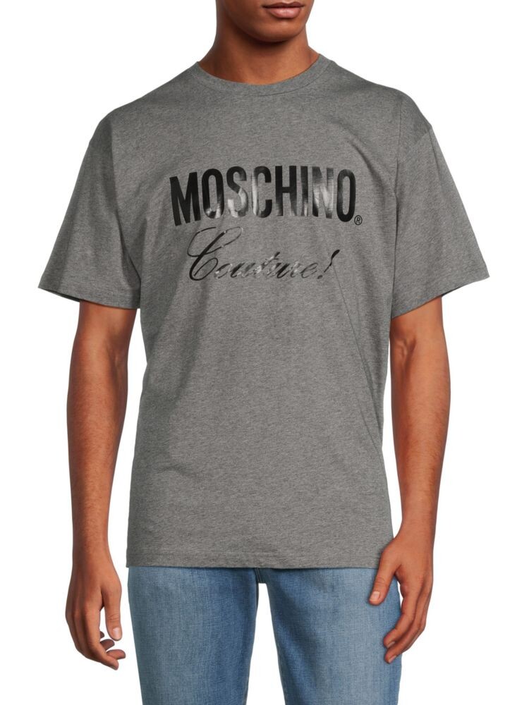 

Футболка с логотипом и принтом Moschino, серый
