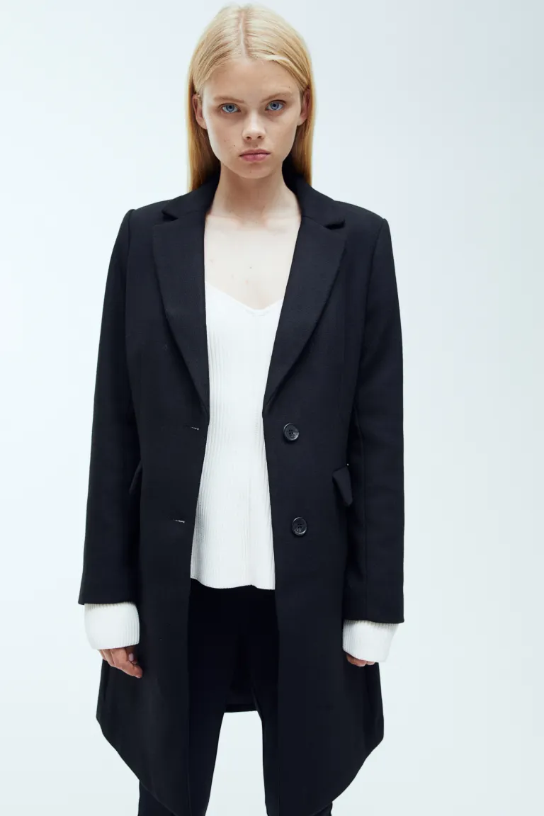 

Однобортное пальто H&M, черный