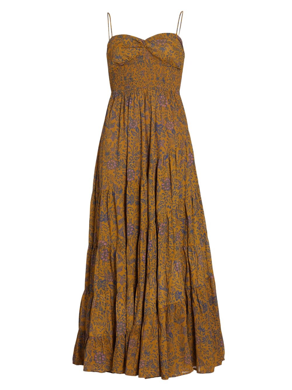 

Ярусное платье макси Sundrenched с цветочным принтом Free People, оливковый