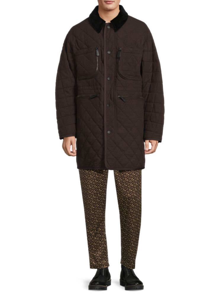 Стеганое шерстяное пальто Burberry, коричневый стеганое пальто burberry kids коричневый