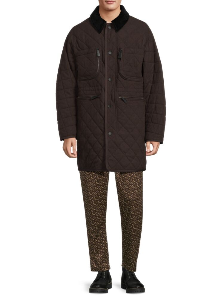 

Стеганое шерстяное пальто Burberry, коричневый