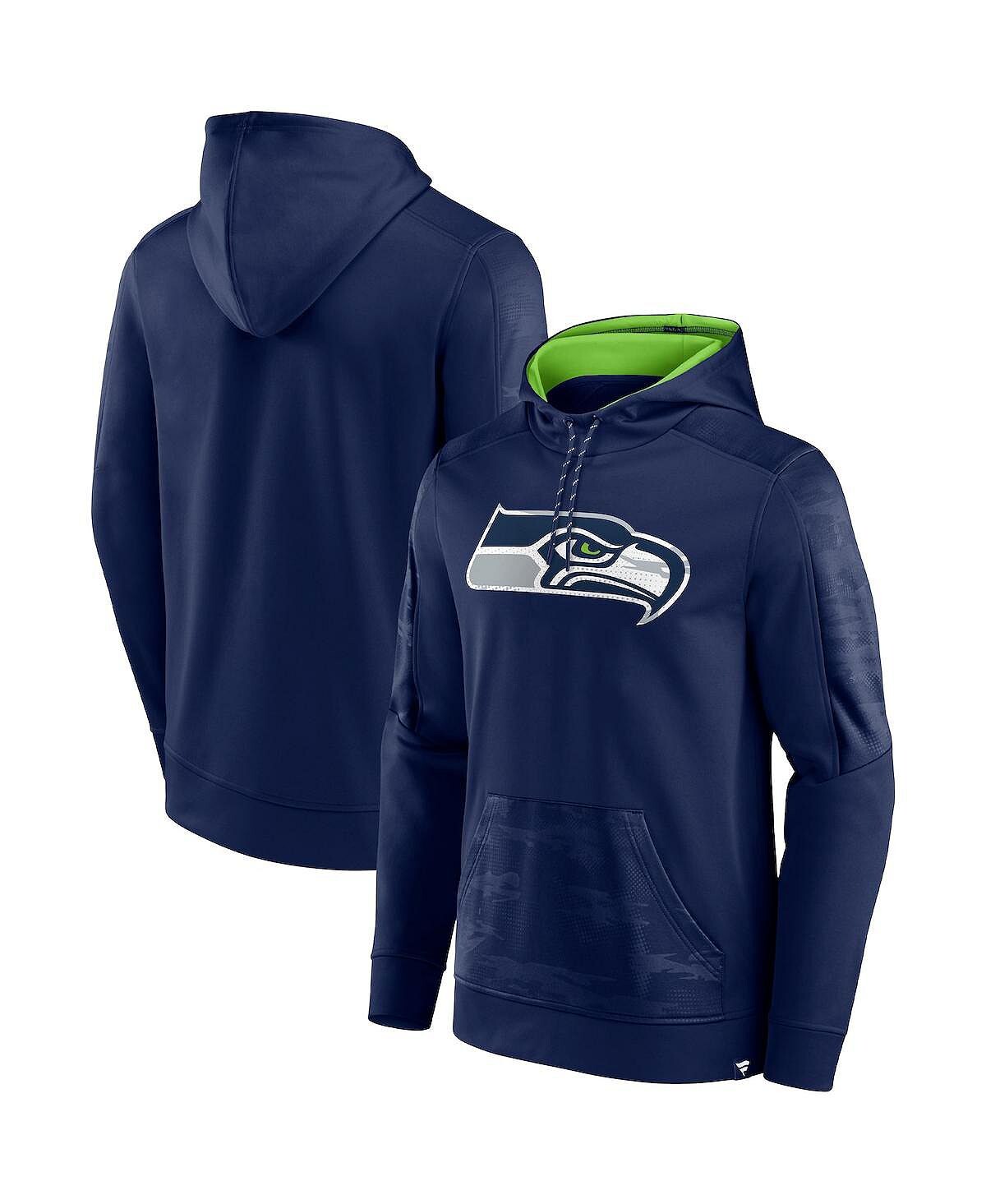 

Мужской темно-синий пуловер с капюшоном с фирменным логотипом Seattle Seahawks On The Ball Fanatics