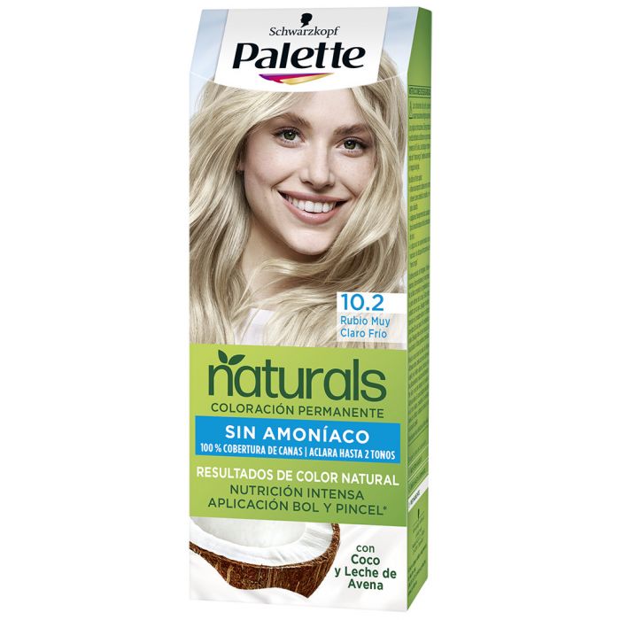 Краска для волос Palette Naturals Coloración Permanente Sin Amoniaco Palette, 10.2. Rubio Muy Claro Fino краска для волос palette naturals coloración permanente sin amoniaco palette 1 1 negro azulado