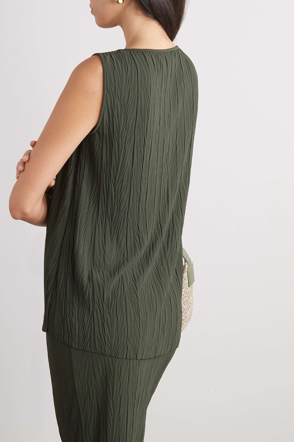 

MAX MARA Топ Leisure Dyser из жатого плиссированного джерси, зеленый