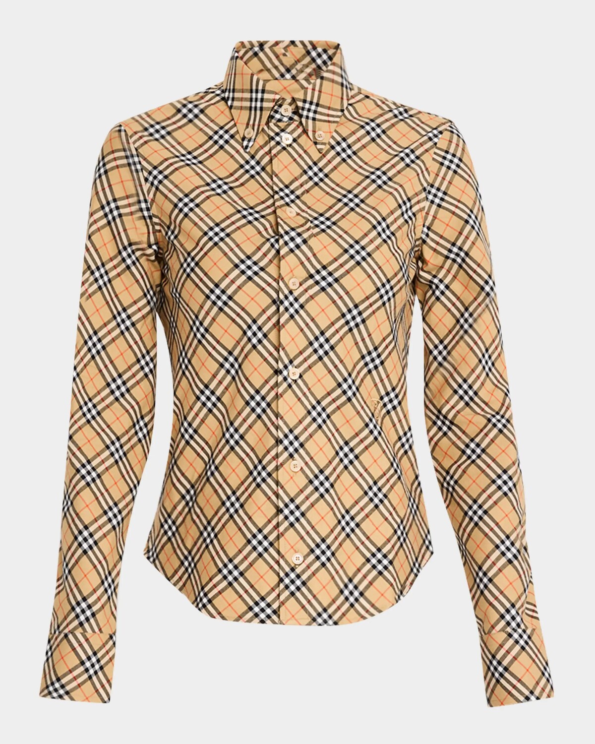 

Рубашка на пуговицах в укороченную клетку Burberry, цвет Sand Ip Check