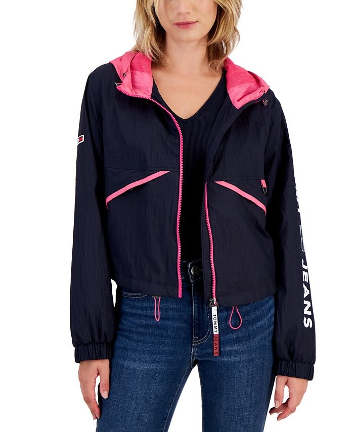 

Женская ветровка с капюшоном и молнией спереди Tommy Jeans, синий