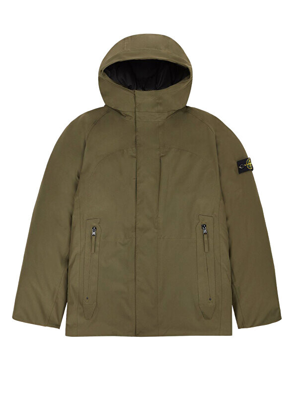 

Пальто цвета хаки для мальчика с капюшоном Stone Island