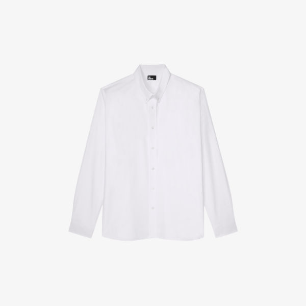 цена Хлопковая рубашка обычного кроя с длинными рукавами The Kooples, белый