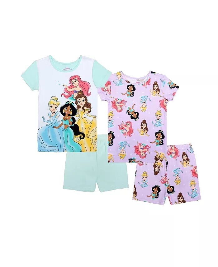 

Короткие пижамы для больших девочек, 4 предмета Disney Princess, мультиколор