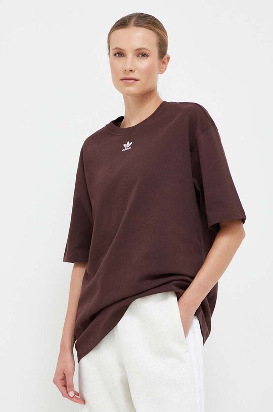 

Хлопковая футболка adidas Originals, коричневый