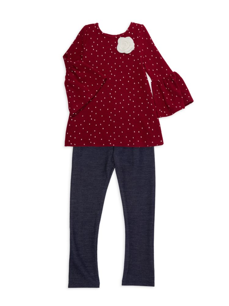 Комплект из двух предметов: топ и брюки в горошек для маленькой девочки Pippa & Julie, красный