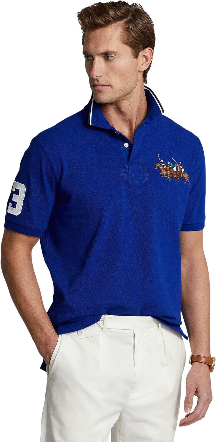 

Рубашка-поло Classic Fit Triple-Pony Mesh Polo Shirt Polo Ralph Lauren, цвет Heritage Royal