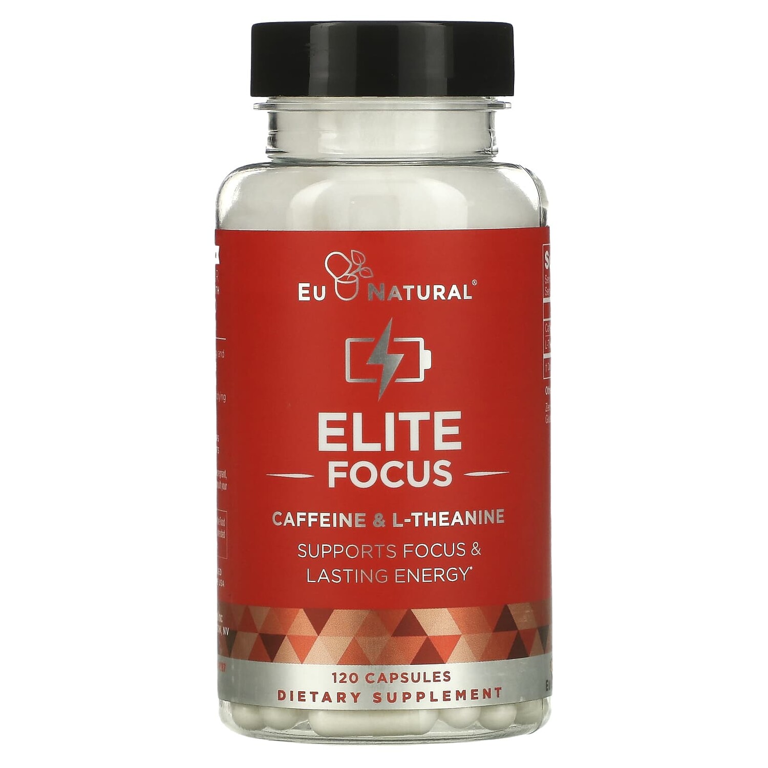 

ELITE FOCUS, кофеин и L-теанин, 120 капсул, Eu Natural