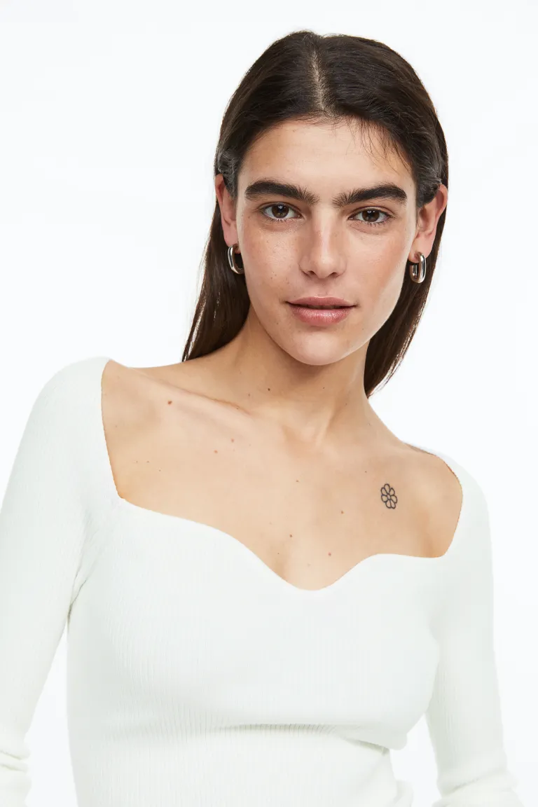 

Блузка из эластичного трикотажа H&M, белый
