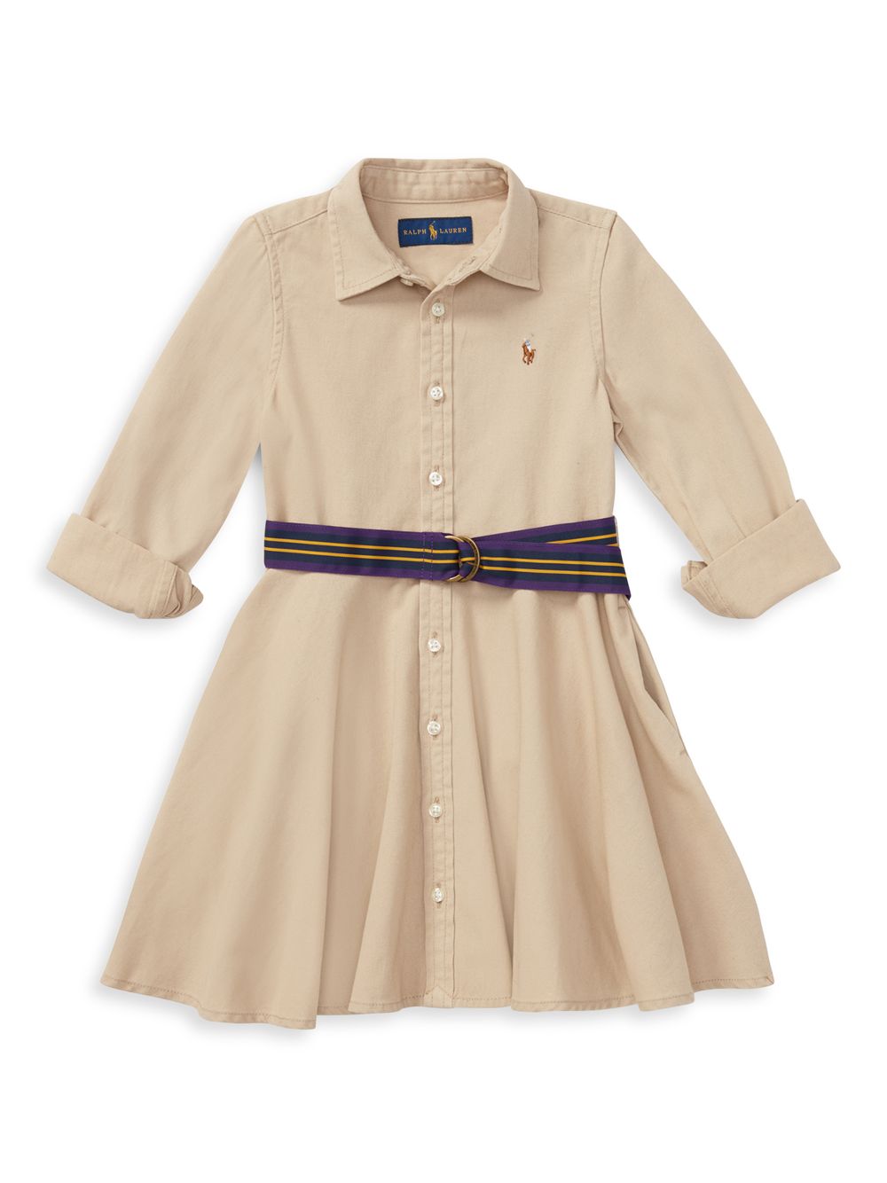 Платье чинос с поясом для маленьких девочек и девочек Polo Ralph Lauren, бежевый