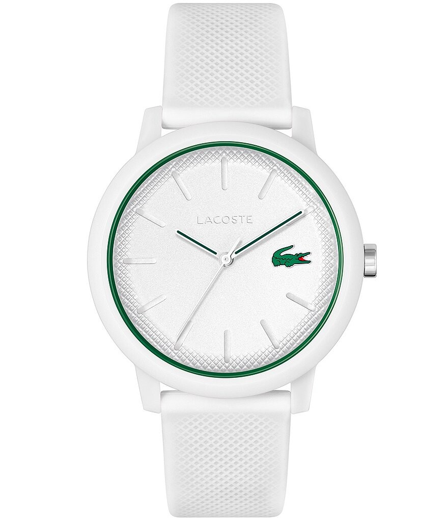 

Мужские кварцевые аналоговые часы Lacoste 12.12 с белым силиконовым ремешком, белый