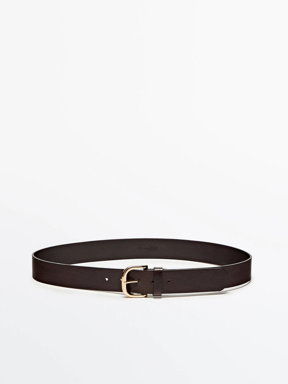 

Кожаный ремень с золотистой пряжкой Massimo Dutti, коричневый