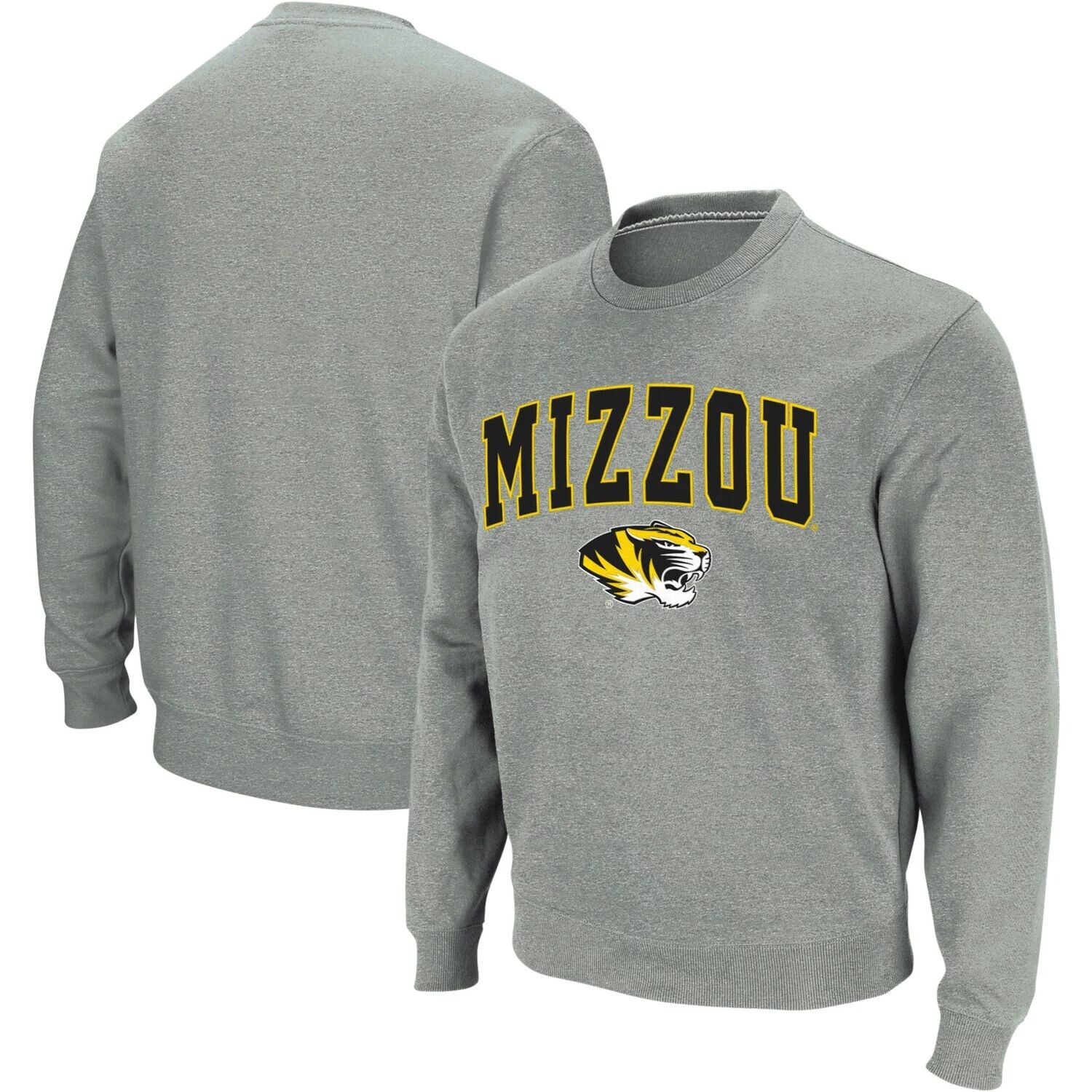 

Мужской свитшот с круглым вырезом с логотипом и аркой Heather Grey Missouri Tigers Colosseum