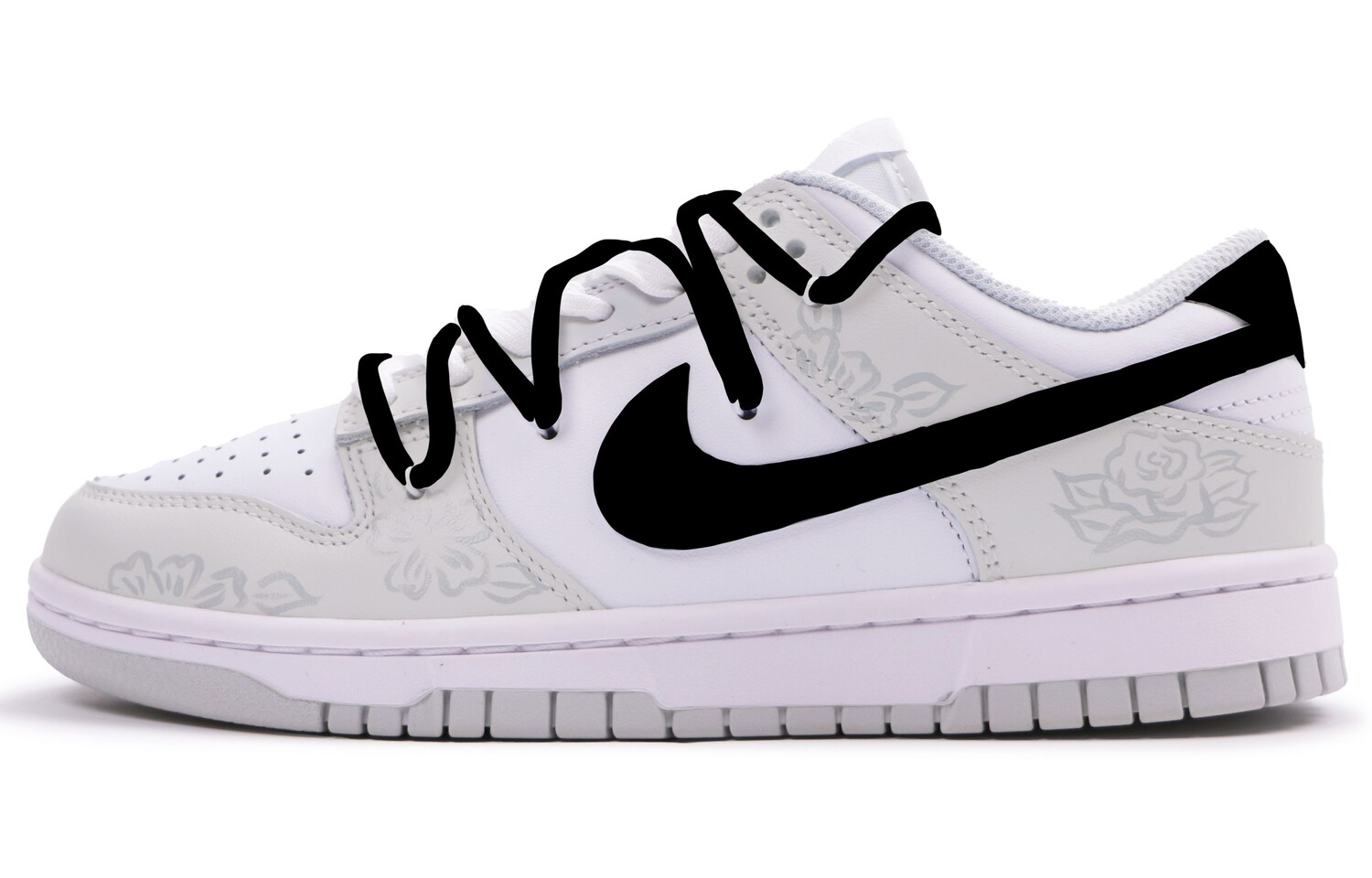 

Кроссовки Nike Dunk Skateboarding Shoes Women's Low-top Black, светло-серый