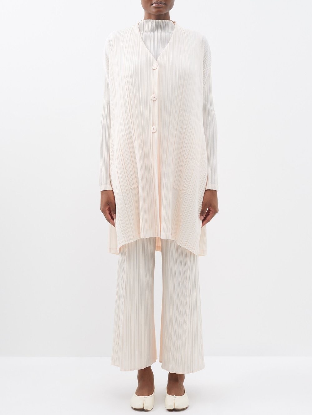 

Куртка с v-образным вырезом и техническими складками Pleats Please Issey Miyake, розовый