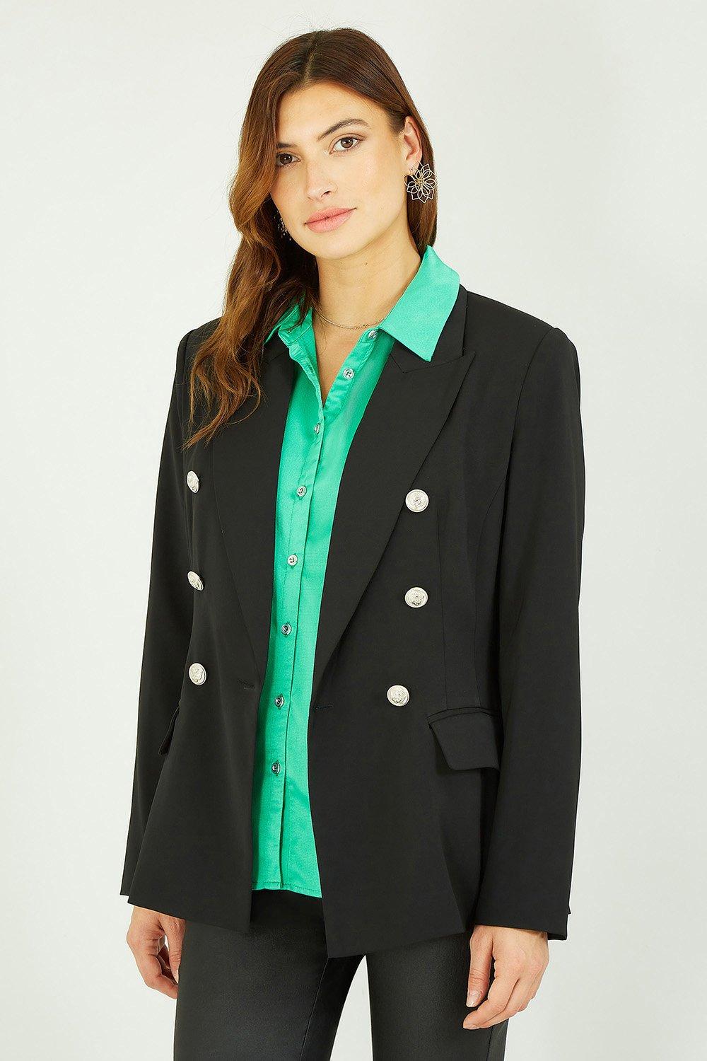 Черный пиджак с пуговицами Yumi, черный