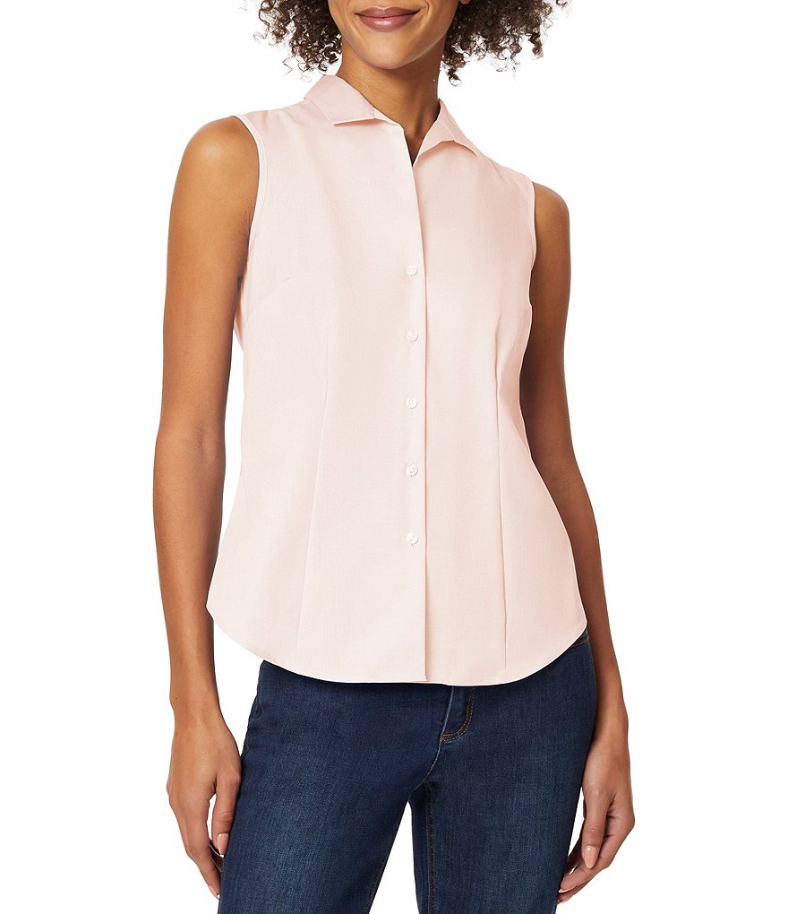 блузка new york style без рукавов 44 размер Блузка без рукавов с воротником и пуговицами Jones New York, розовый