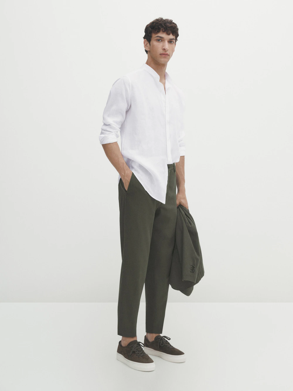 

Брюки из хлопка саржи Massimo Dutti, зеленый