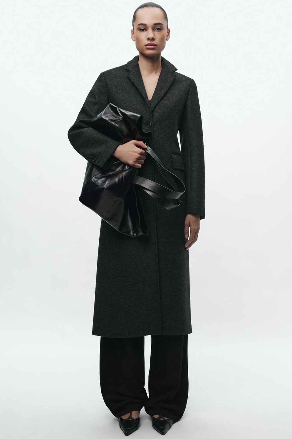 

Прилагаемое шерстяное пальто ZARA, серый мергель
