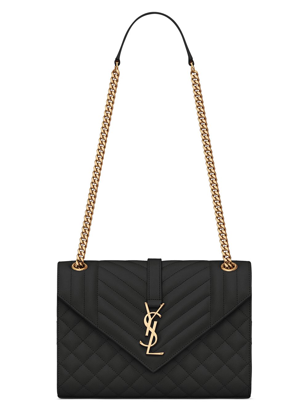 

Кожаная сумка через плечо Matelassé с монограммой Envelope среднего размера Saint Laurent, черный