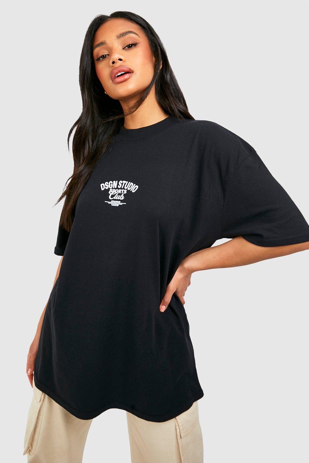 

Футболка оверсайз с слоганом dsgn studio sports club Boohoo, черный