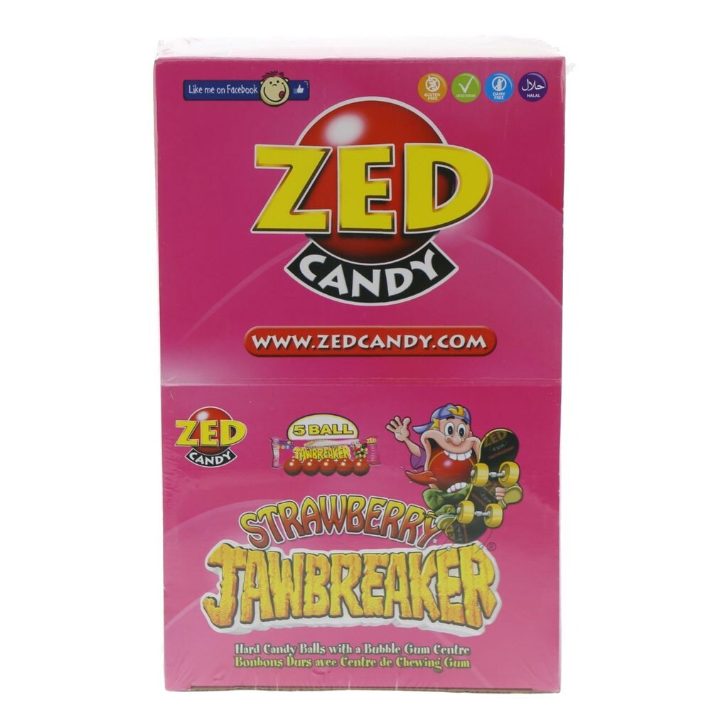 

Zed Candy Strawberry Jawbreaker, клубничные конфеты с жевательной резинкой (40 х 5 шт. в коробке)