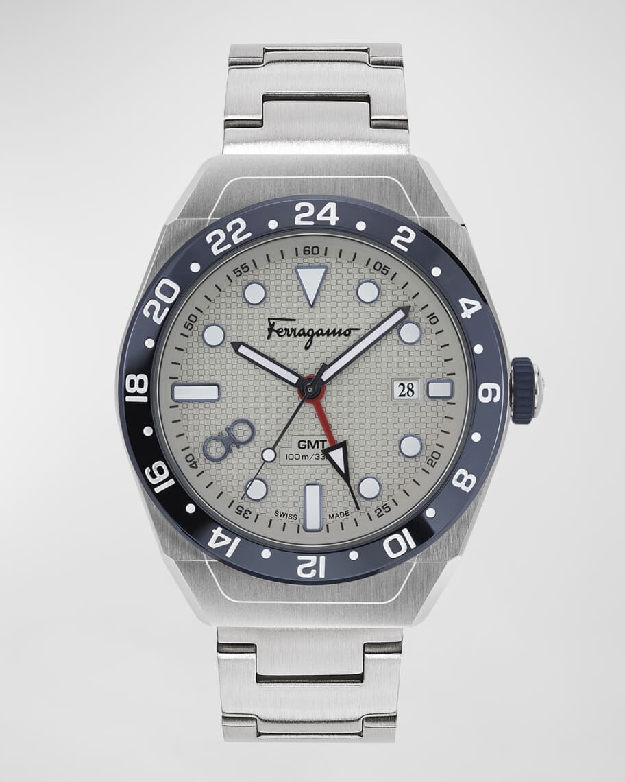 

Мужские часы Ferragamo SLX GMT с браслетом из нержавеющей стали, 43 мм
