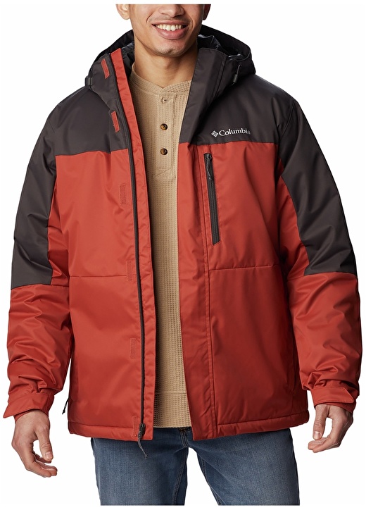 Оранжевое мужское пальто с капюшоном Columbia цена и фото