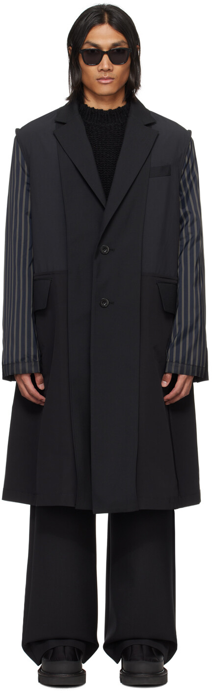 

Черное костюмное пальто Sacai