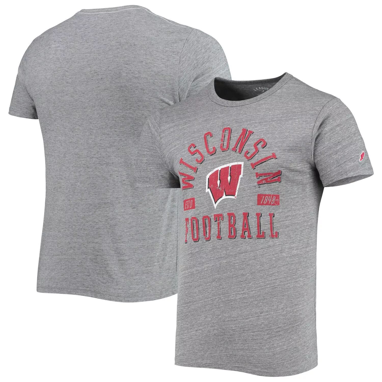 

Мужская лига студенческая одежда Серая футболка Wisconsin Badgers Football Focus Victory Falls Tri-Blend футболка