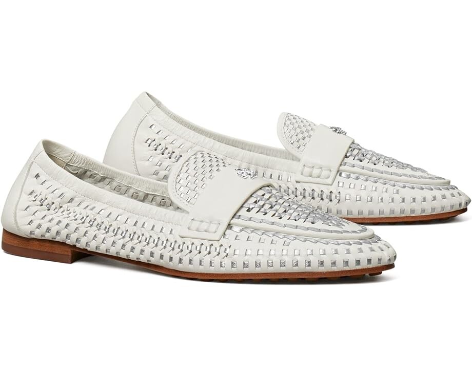 

Лоферы Tory Burch Woven Ballet Loafer, цвет Purity/Silver