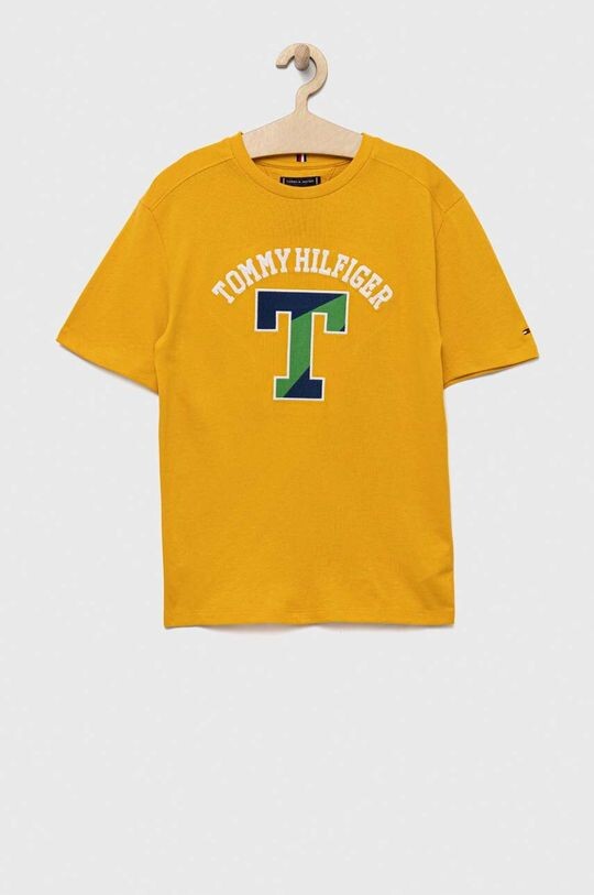 

Детская хлопковая футболка Tommy Hilfiger, желтый