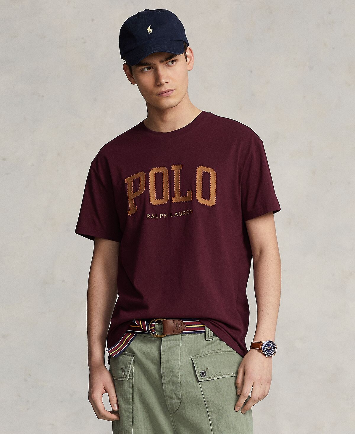 

Мужская хлопковая трикотажная футболка классического кроя с логотипом Polo Ralph Lauren