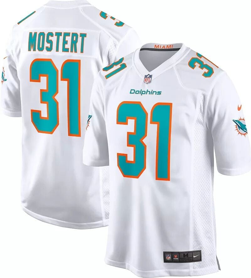 

Мужское белое игровое джерси Nike Miami Dolphins Raheem Mostert #31