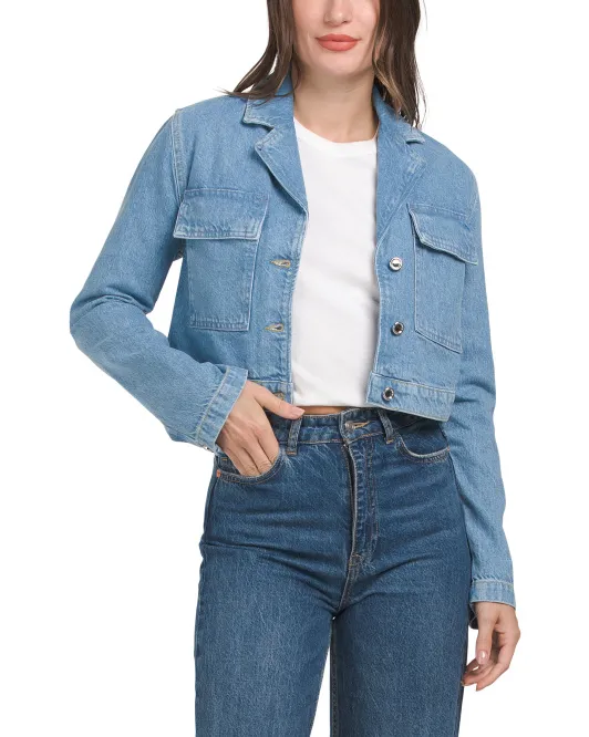 

Укороченная куртка в стиле милитари Sierra Derek Lam 10 Crosby, цвет Denim