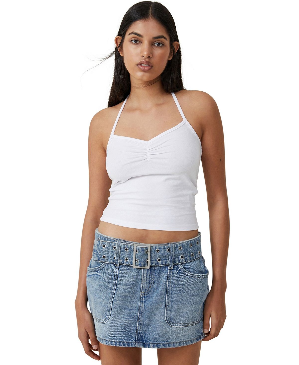 

Женский топ на бретельках Lola с рюшами спереди COTTON ON, белый