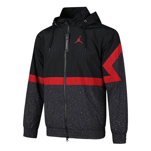 Куртка Air Jordan Sports Windproof Hooded Jacket Black Red, черный куртка jordan classic flying windproof padded men s red красный