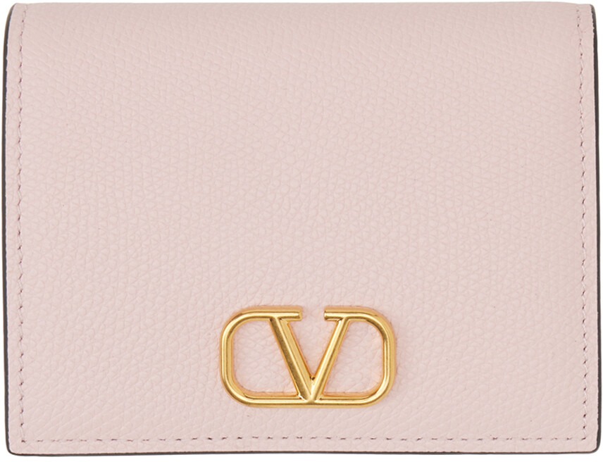 

Розовый компактный фирменный кошелек с логотипом VLogo Valentino Garavani