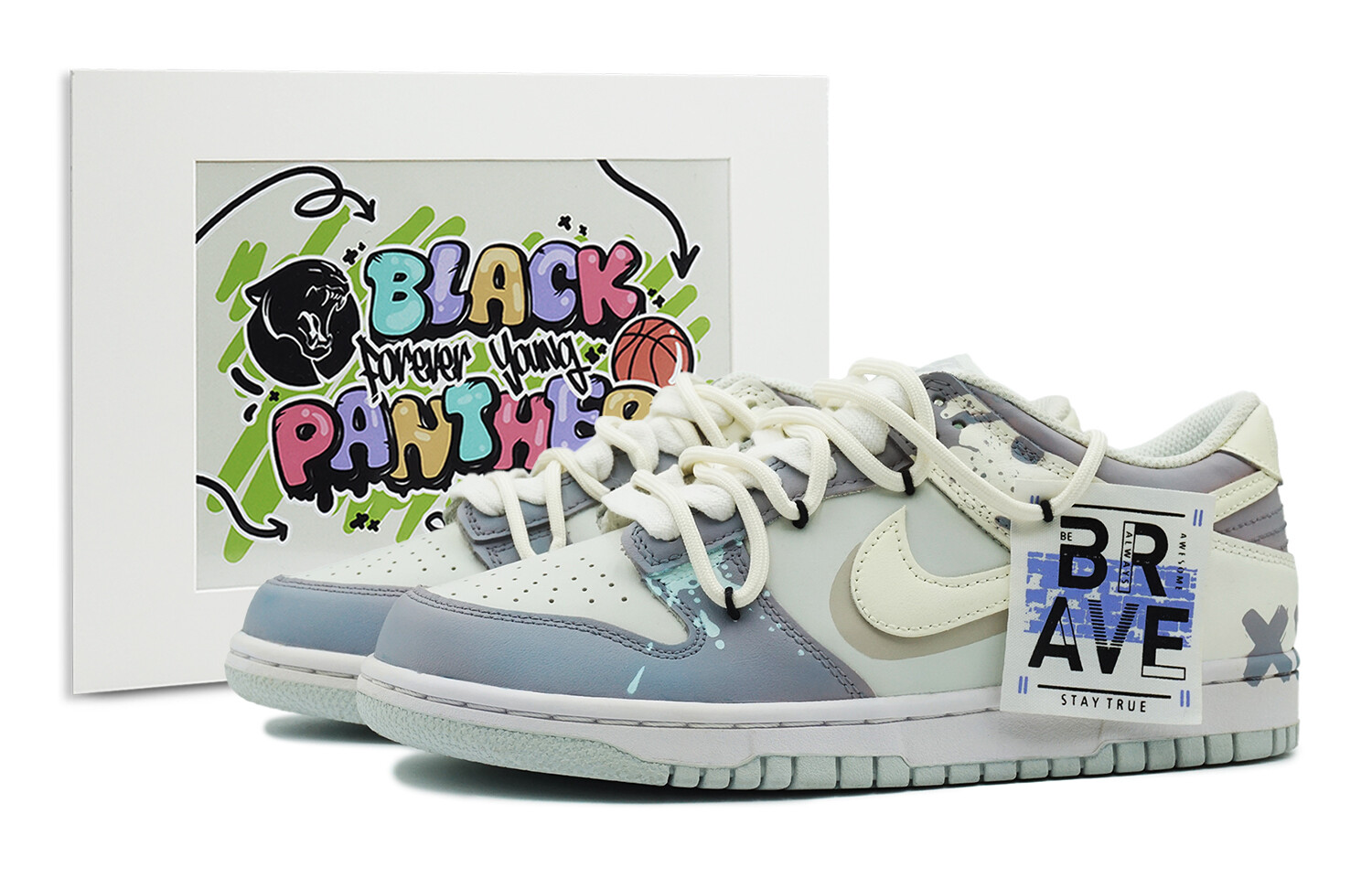 

Кроссовки Nike Dunk Skateboarding Shoes Women's Low-top Blue/white, голубой