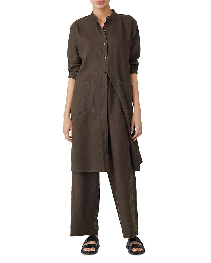 

Платье-рубашка с длинным рукавом из органического льна Eileen Fisher