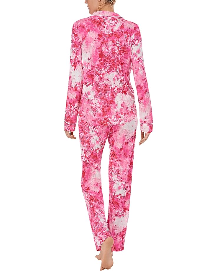 Пижамный комплект DKNY Long Sleeve Notch Collar Pajama Set, цвет Rose Tie-Dye sfit women tie dye pajama sets long sleeve pajamas top pants sets joggers loungewear sleepwear tie dye bodysuit pajama set