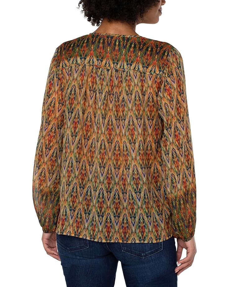 

Блуза Liverpool Los Angeles Long Sleeve Double Layer Tie Front Woven Blouse, цвет Multicolor Print Ikat